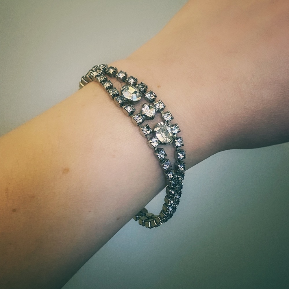 Vintage Antique Estate Silver Rhinestone Bracelet